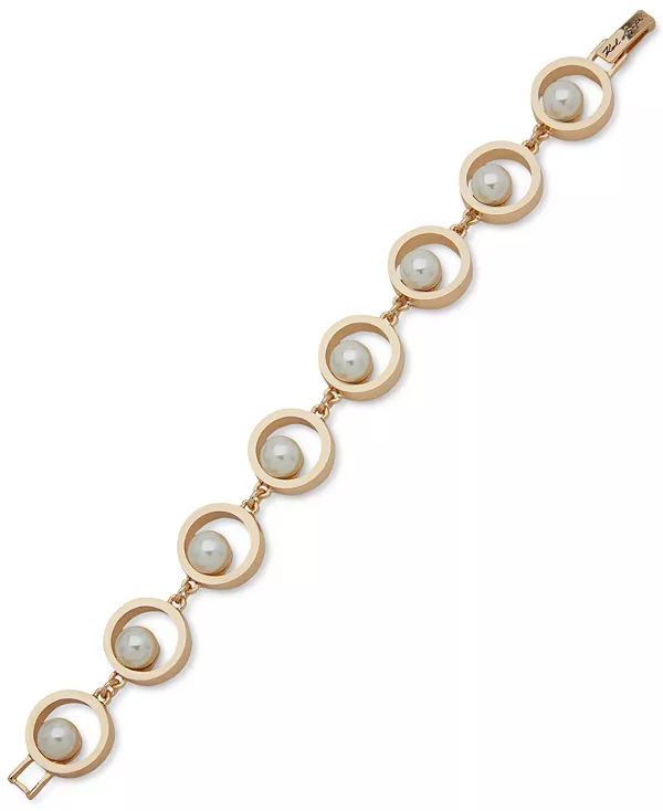 

Браслет с круглыми звеньями из искусственного жемчуга золотистого оттенка Karl Lagerfeld Paris, pearl