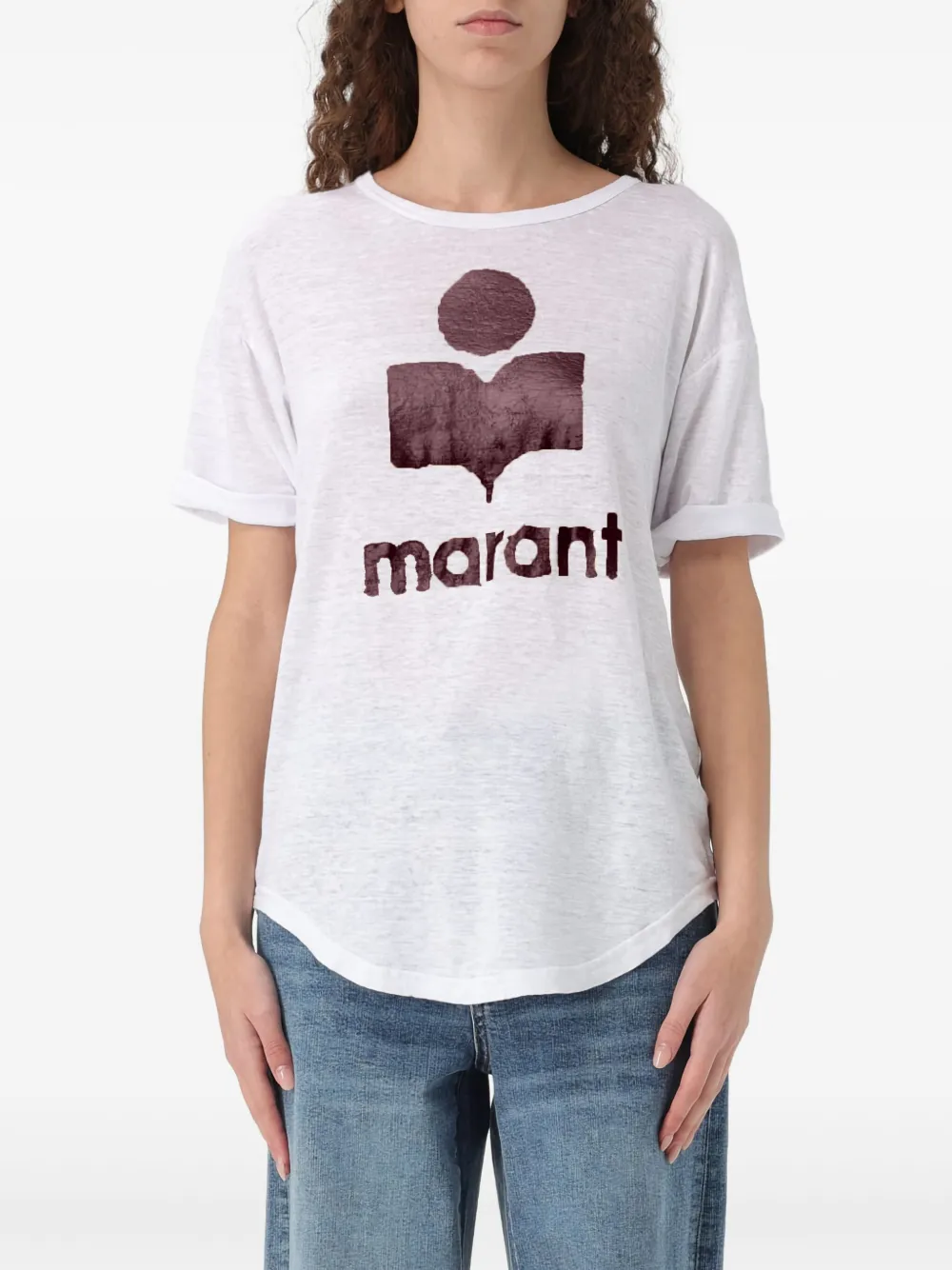 

Льняная футболка с логотипом MARANT ÉTOILE, белый