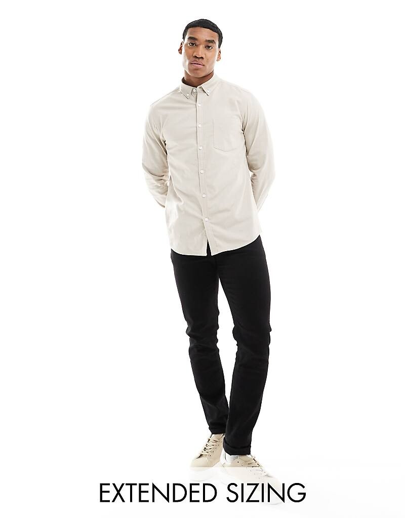 

ASOS DESIGN – Рубашка-оксфорд бежевого цвета стандартного кроя