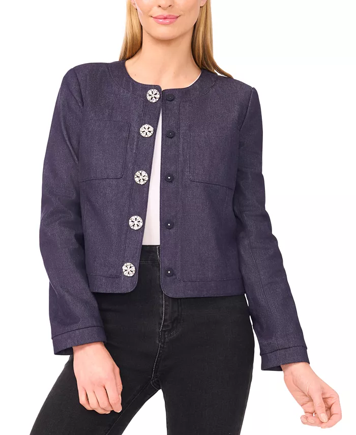 

Женская куртка с длинным рукавом и накладными карманами CeCe, синий