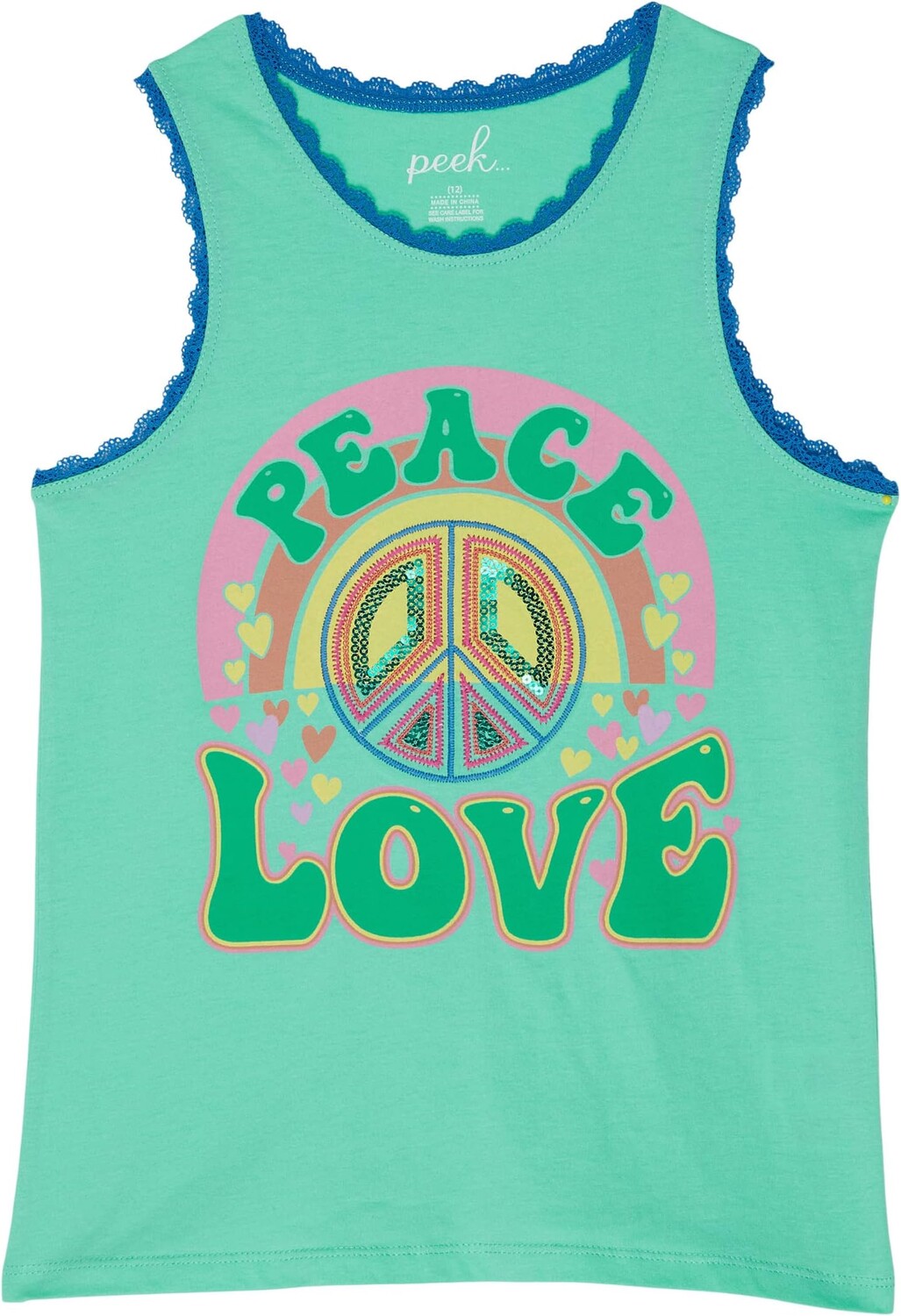 

Пуловер PEEK Peace Love Crochet Trimmed Tank, зеленый
