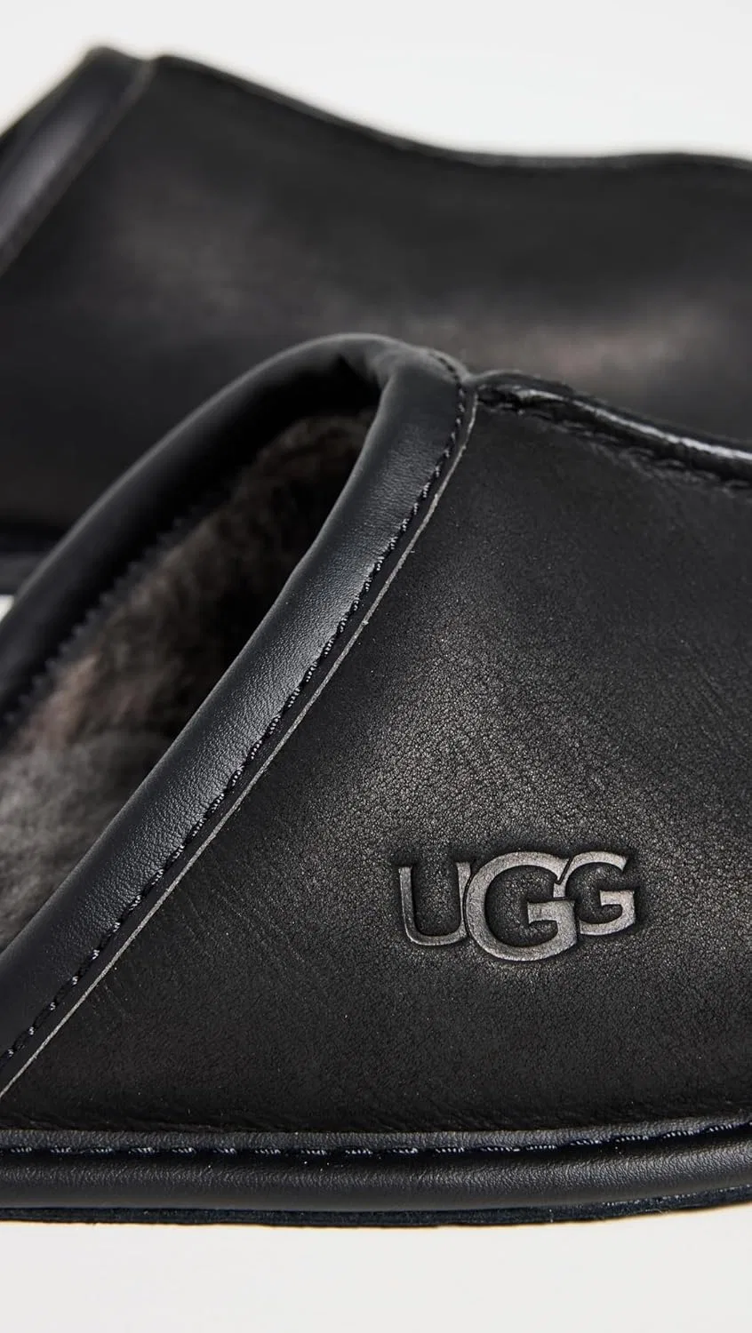 Тапочки мужские UGG, черная кожа — фото 4