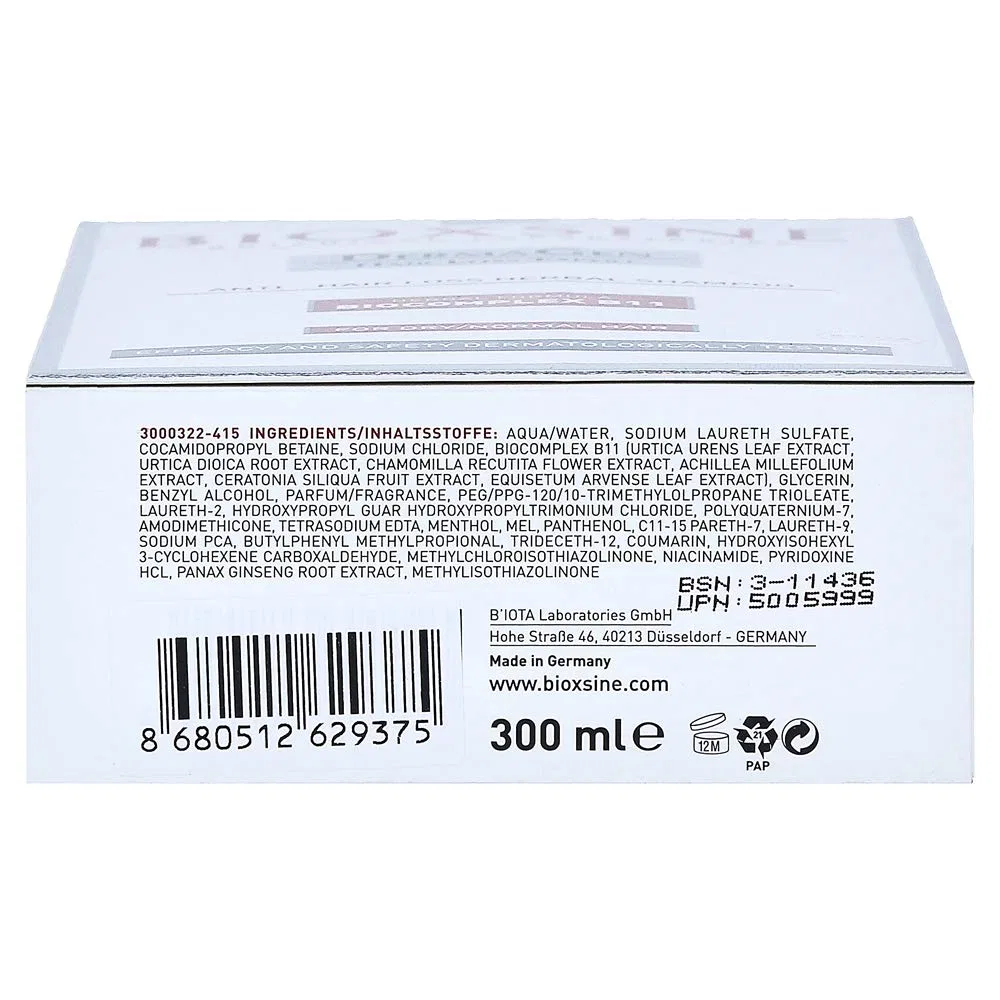 Шампунь BIOXSINE Biocomplex B11 Original против выпадения волос без отдушек, 300 мл Bioxsine — фото 3