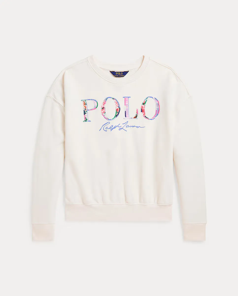 

Хлопковый свитшот для девочек с логотипом Polo Ralph Lauren, белый