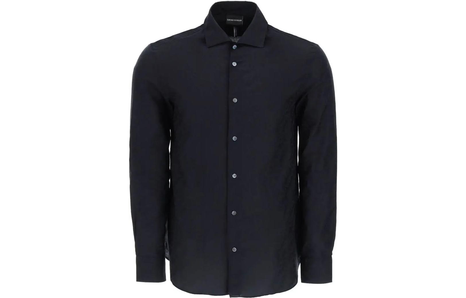 

Длинная рубашка с цельновывязанным логотипом EMPORIO ARMANI, синий