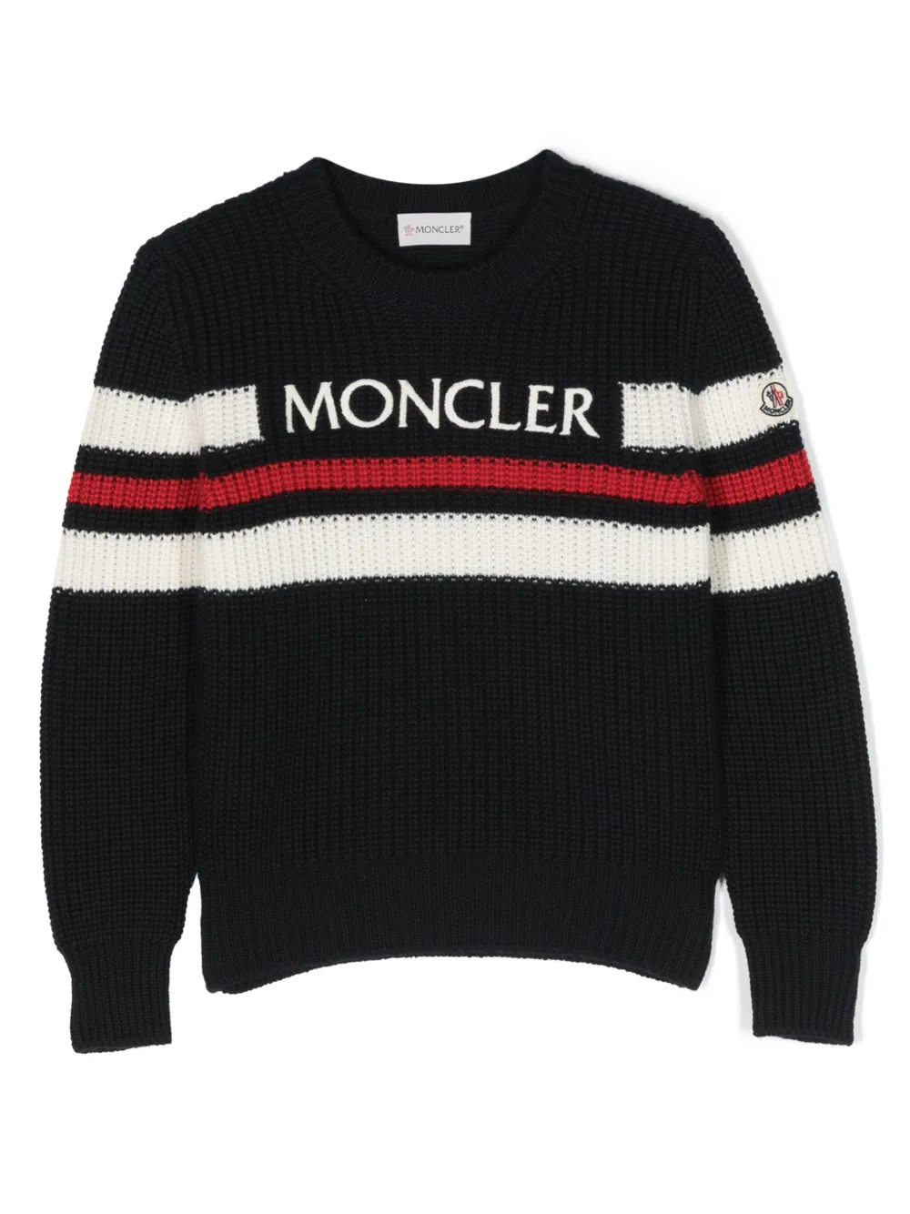 

Джемпер вязки интарсия с логотипом Moncler Enfant, синий