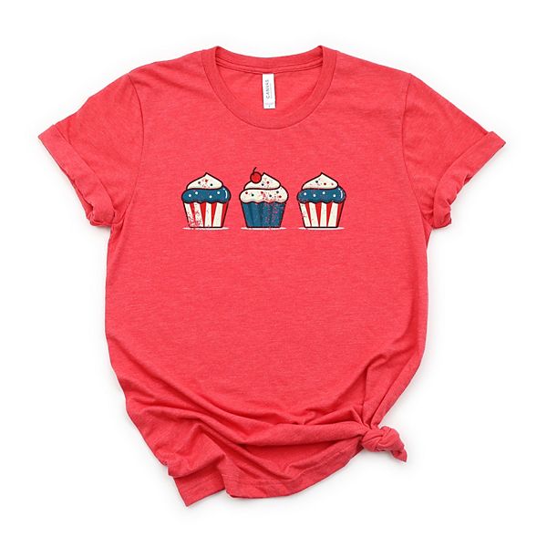 

Футболка с принтом Patriotic cupcakes Simply Sage Market, Heather Red