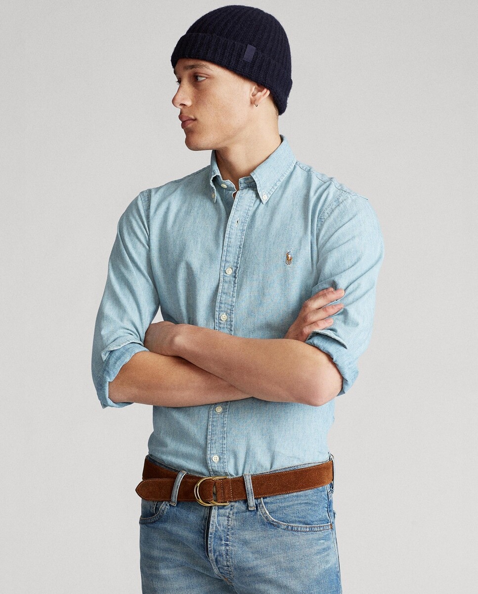 Мужская рубашка стандартного кроя из шамбре Polo Ralph Lauren, индиго — фото 4