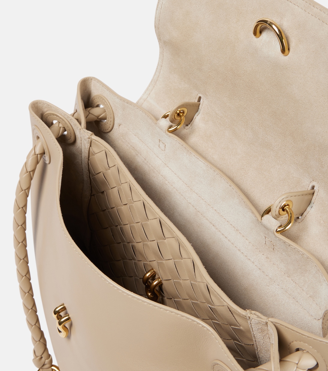 Ciao Ciao Knot Medium кожаная сумка-тоут Bottega Veneta, Ecru-Muse Brass — фото 3