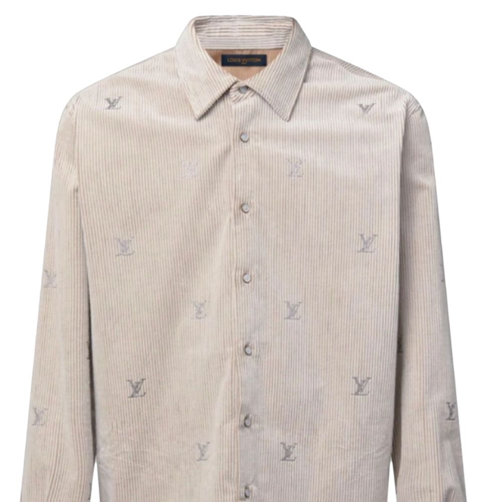 Рубашка Lv Blason Embellished с длинными рукавами из вельвета LOUIS VUITTON, бежевый — фото 4