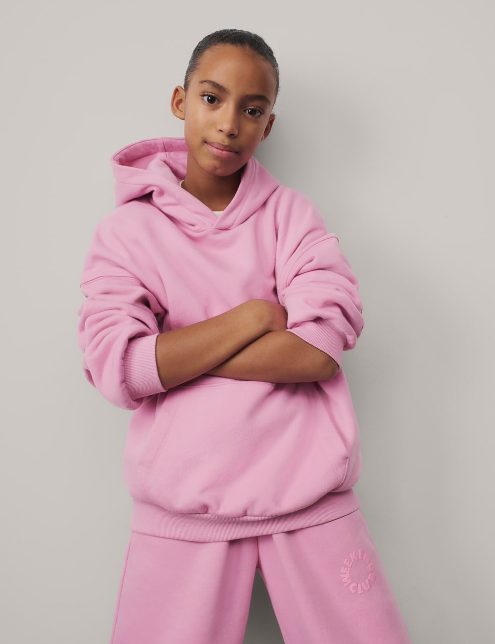 

Толстовка с капюшоном из хлопка Marks & Spencer, розовый