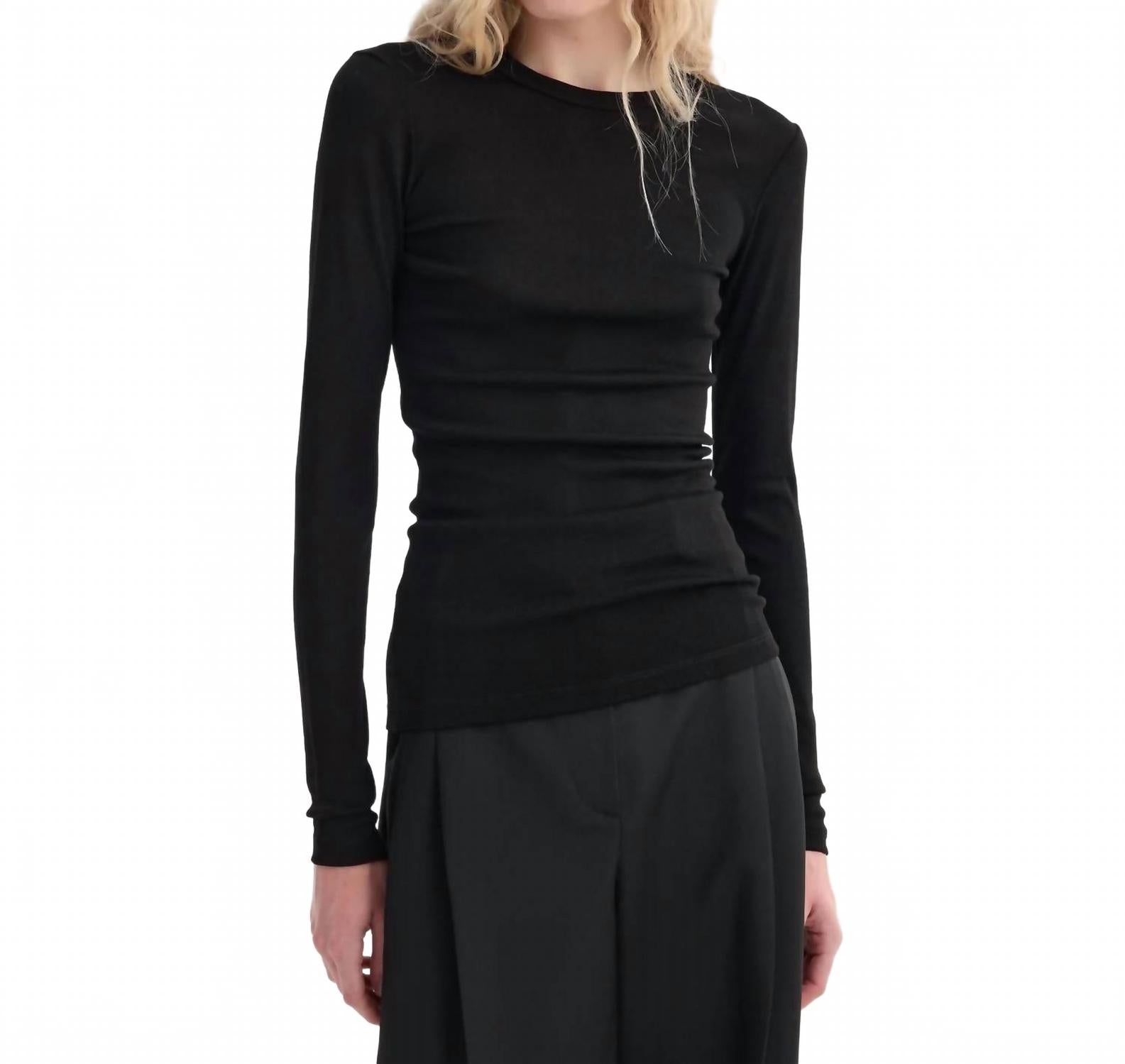 

ROHE Рубашка с длинными рукавами из тонкой мериносовой шерсти, черного цвета