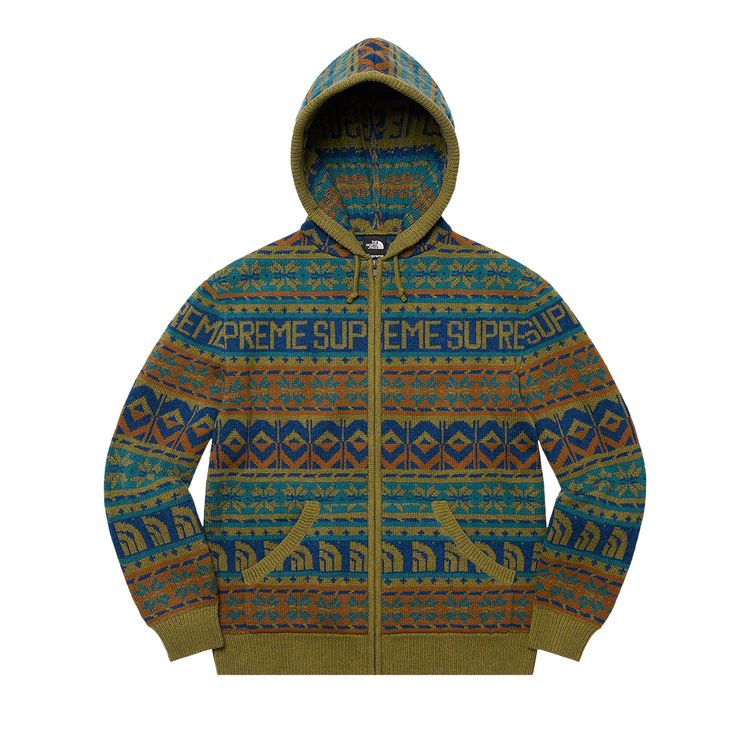 

Свитер Supreme x The North Face Zip Up Hooded Sweater 'Olive', зеленый