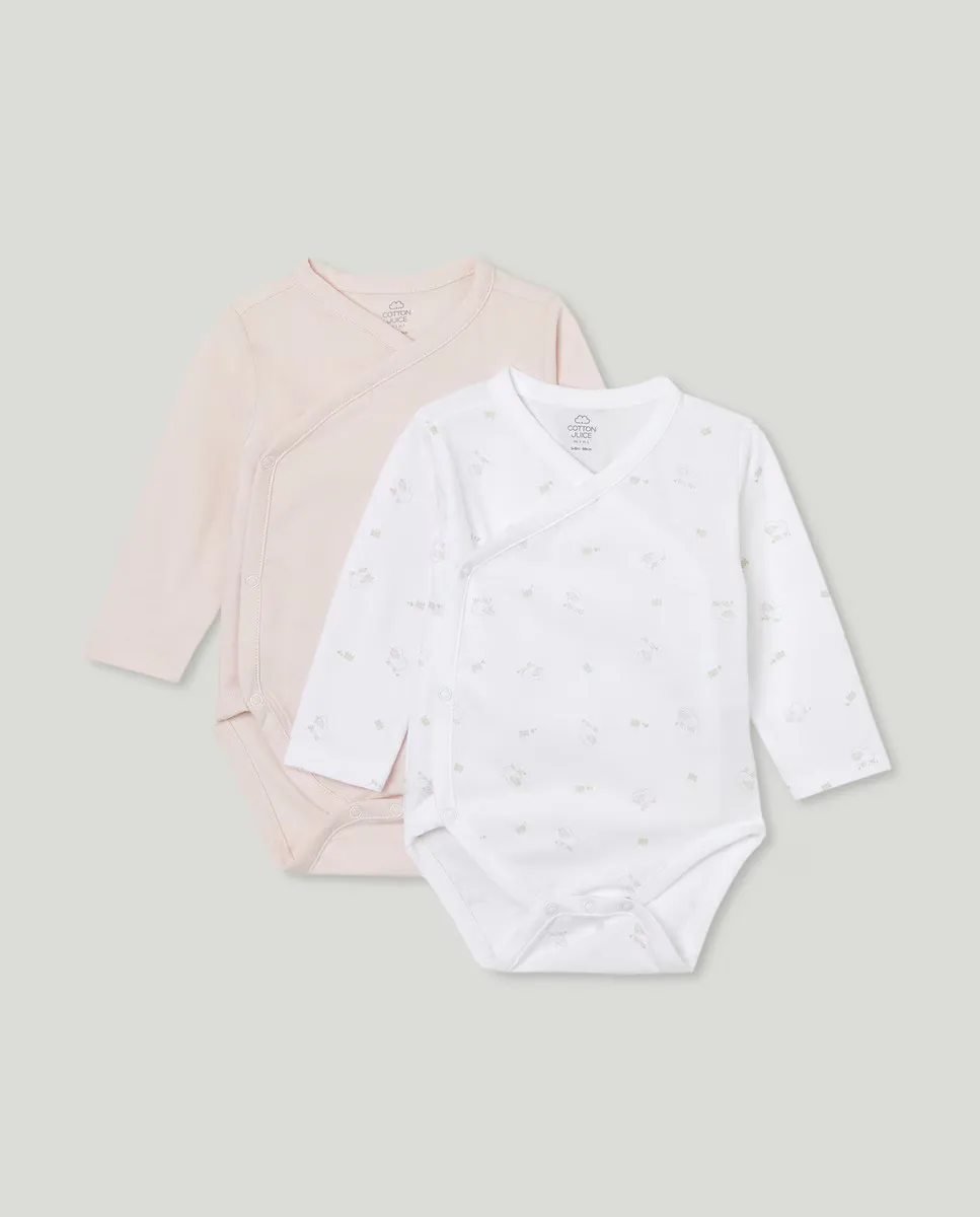 

Набор из двух боди с длинными рукавами Cotton Juice, цвет Rosa