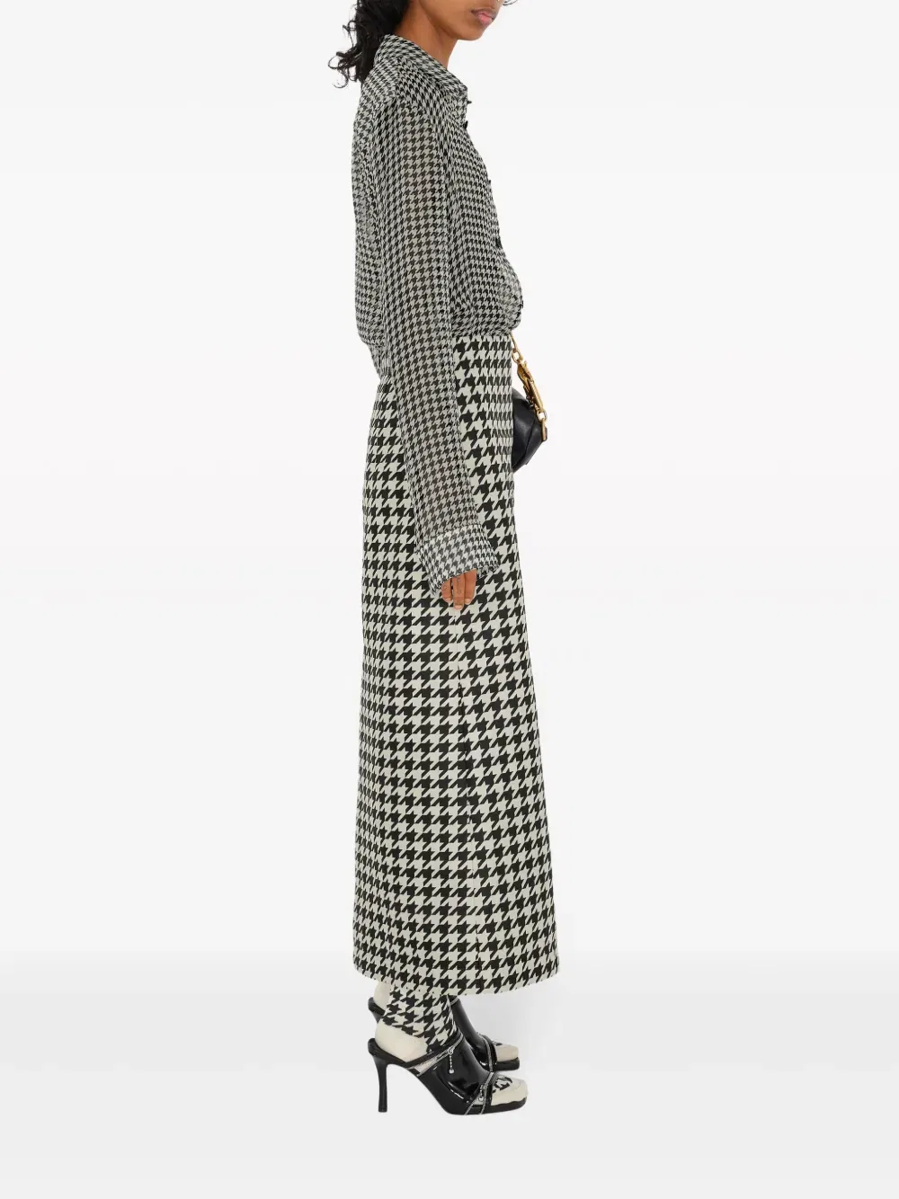 Юбка Burberry, женская, узор «гусиная лапка», черный — фото 3