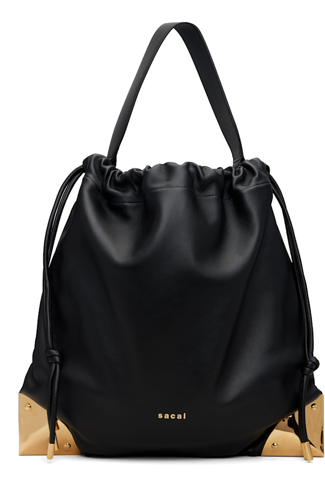 

Угловой металлический мешок на завязках Sacai, черный