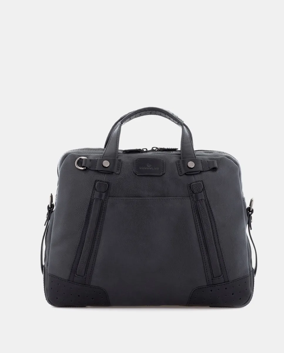 

Мужской кожаный портфель для документов в черном цвете Scharlau, черный