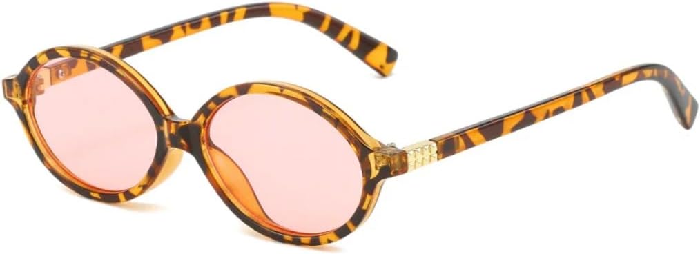 

Модные маленькие овальные солнцезащитные очки для женщин, защита от УФ-излучения UV400, винтажные, с прозрачными линзами цвета океана, для мужчин, в стиле панк UUPTTPL, Leopard Pink