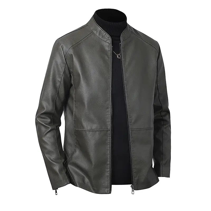 

Кожаная куртка мужская с воротником стойкой умеренная VanCamel, jasper fleece-lined and thickened