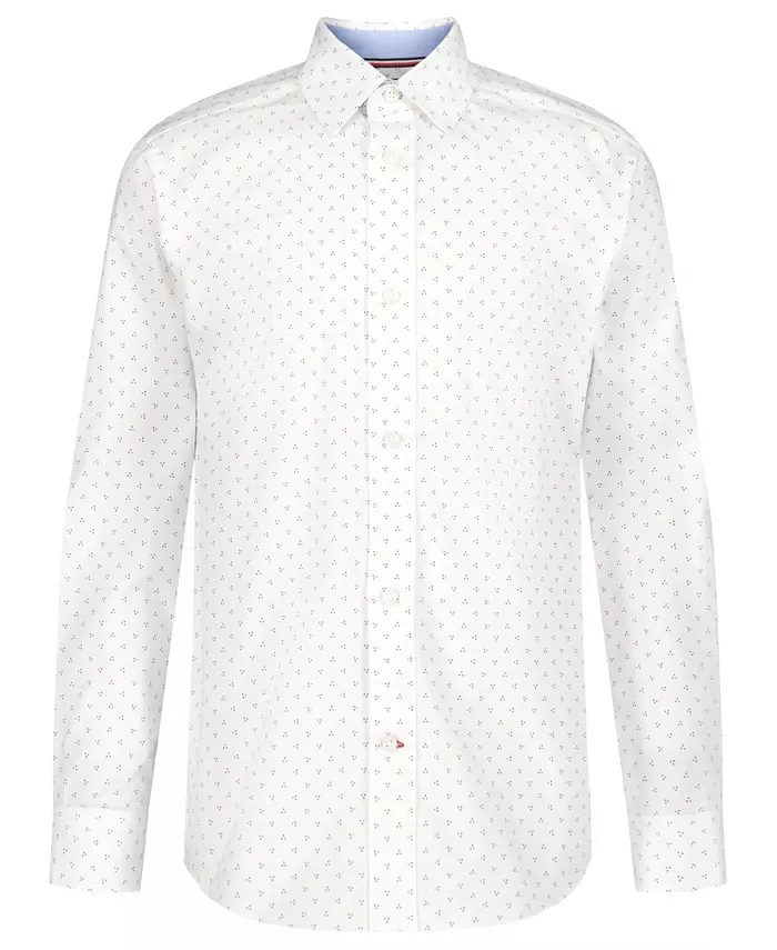 

Мальчиковая футболка с длинным рукавом и геометрическим принтом в виде треугольников и точек, размеры 8-20 Tommy Hilfiger, белый