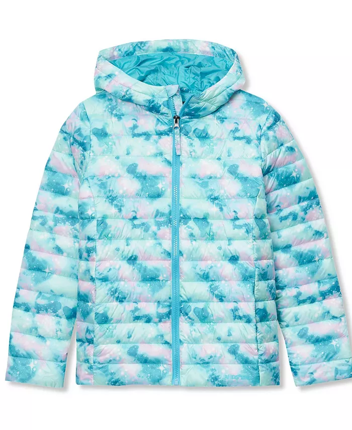 

Детская утепленная куртка с капюшоном FeatherFree, складывается в карман Lands' End, синий