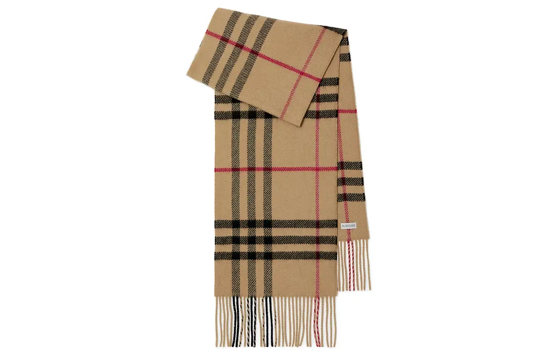 

Шарф женский Burberry Checked Fringed-edge, бежевый