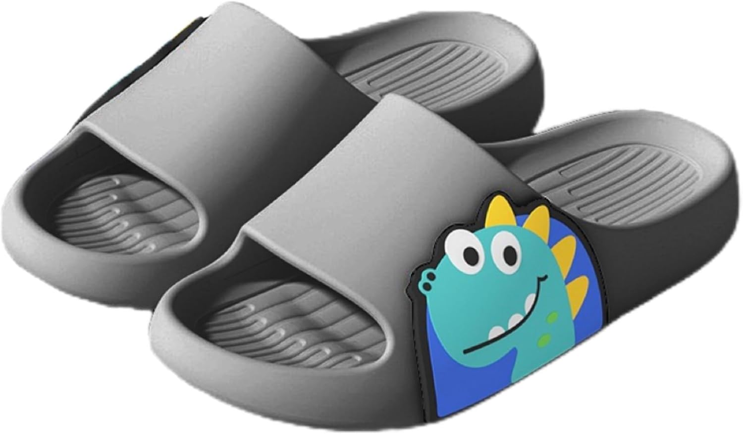

Тапочки NTRUEML с динозаврами, милые нескользящие мультяшные тапочки для ванной для пары, мужские тапочки с мультяшными динозаврами для улицы, серый