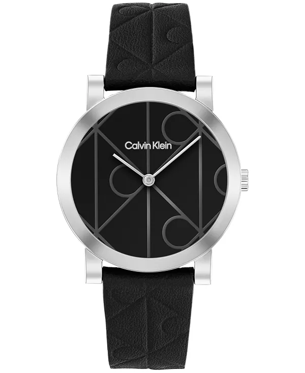 

Женские часы с черным кожаным ремешком и монограммой CK, 32 мм Calvin Klein, black