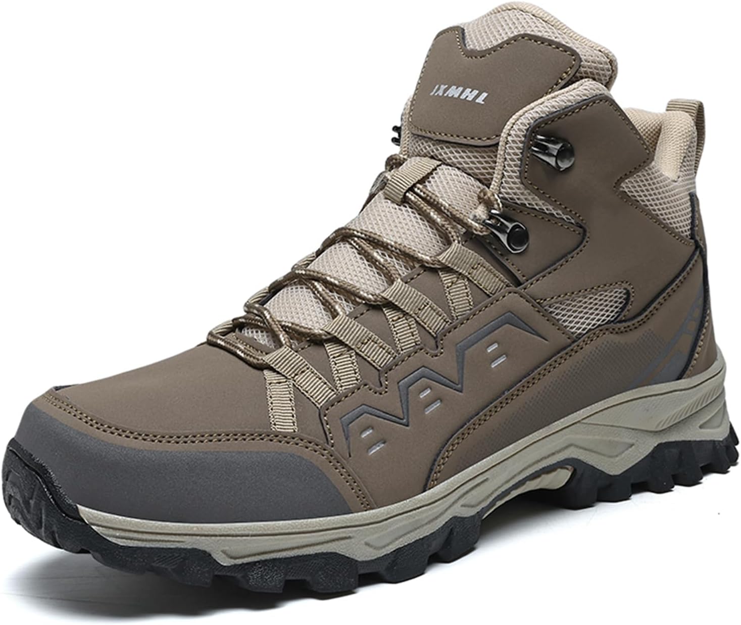 

Мужские кожаные походные туфли с круглым носком и шнуровкой, противоскользящие, комфортные, высокие водонепроницаемые ботинки для походов, подходящие для кемпинга на свежем воздухе и скалолазания Igzbibg, Brow