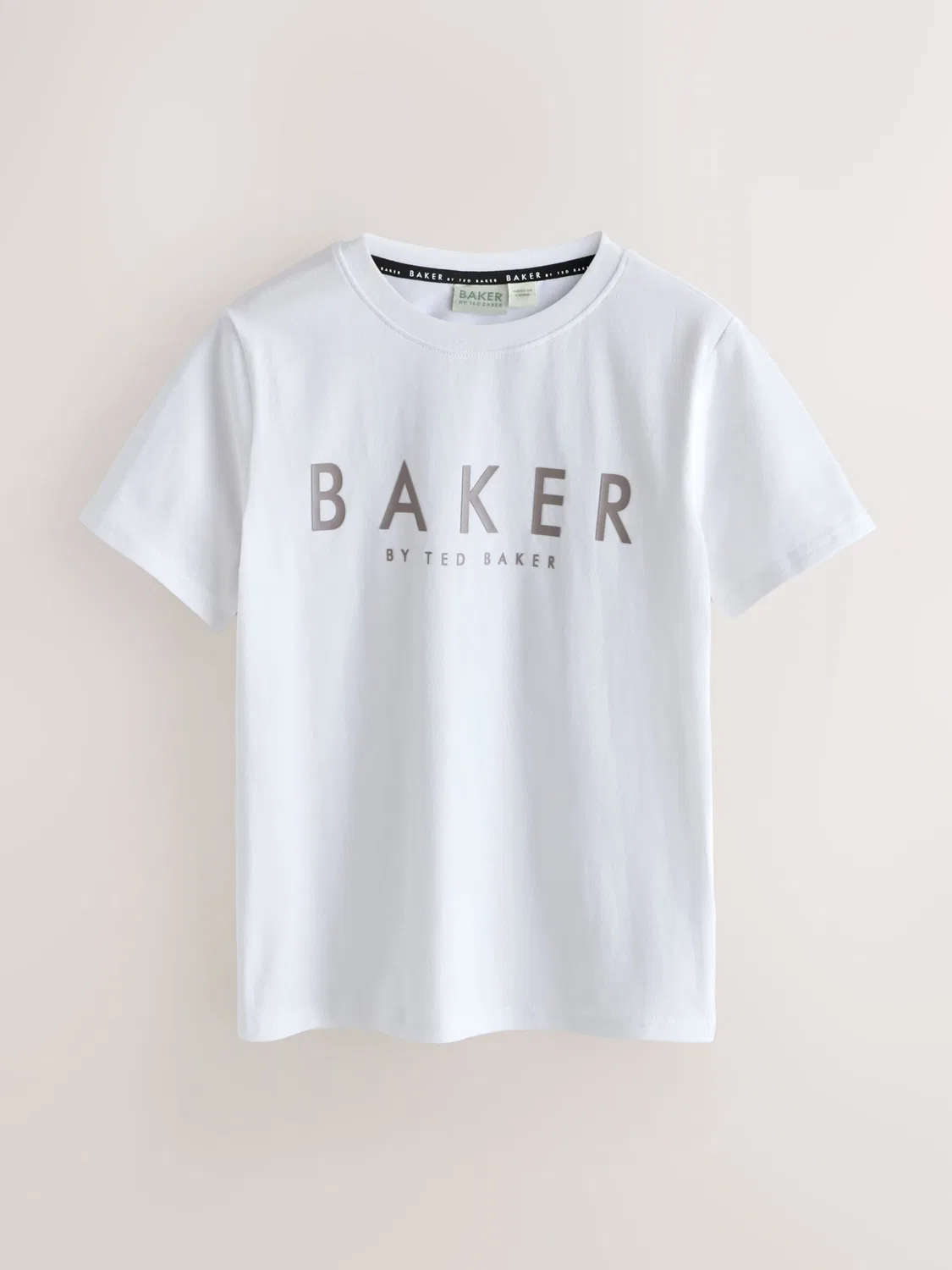 Рубашка Baker by Ted Baker прямого кроя на пуговицах, бежевого и белого цвета — фото 3
