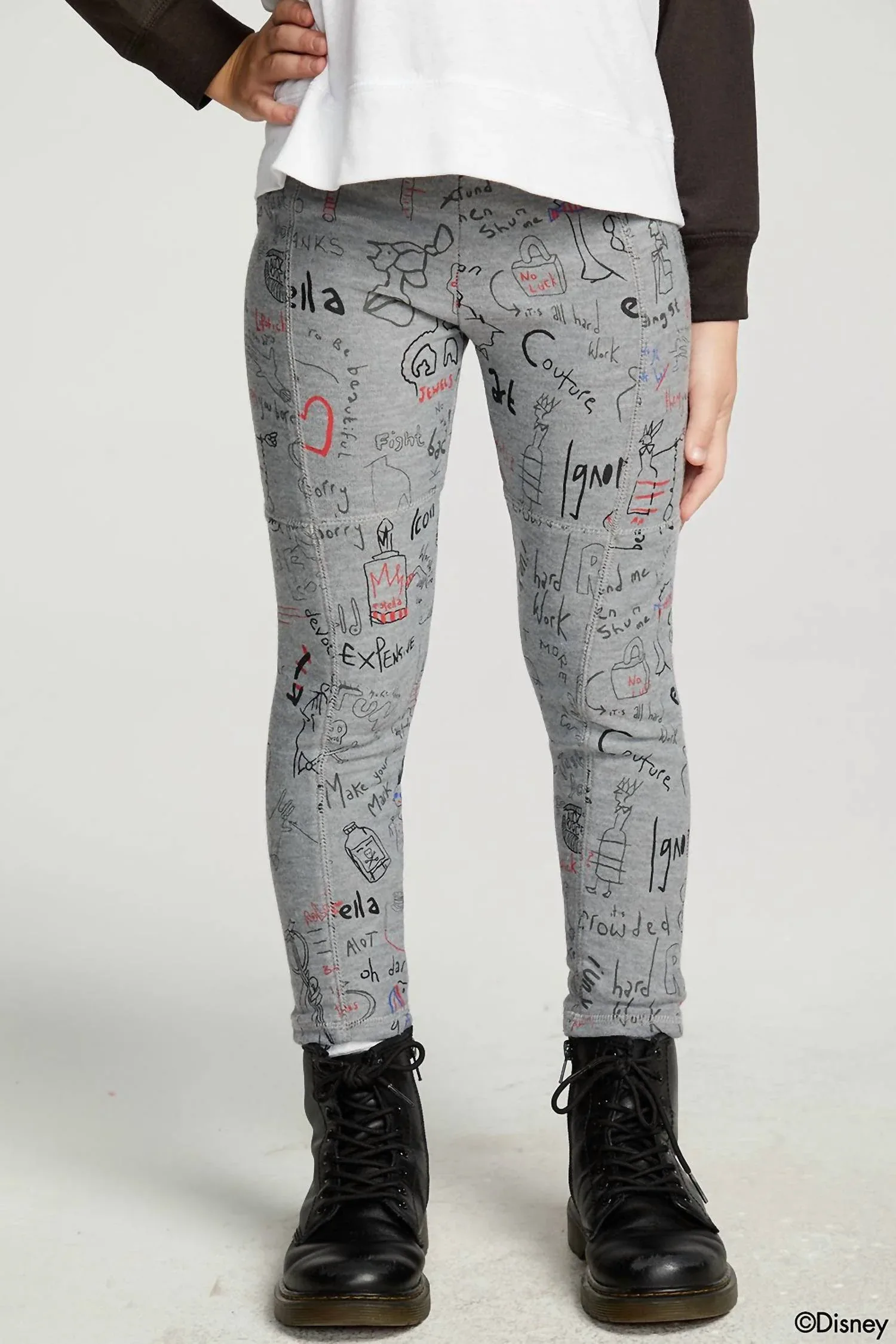 Леггинсы Disney Cruella De Vil Look Fabulous в сером меланжевом цвете Chaser