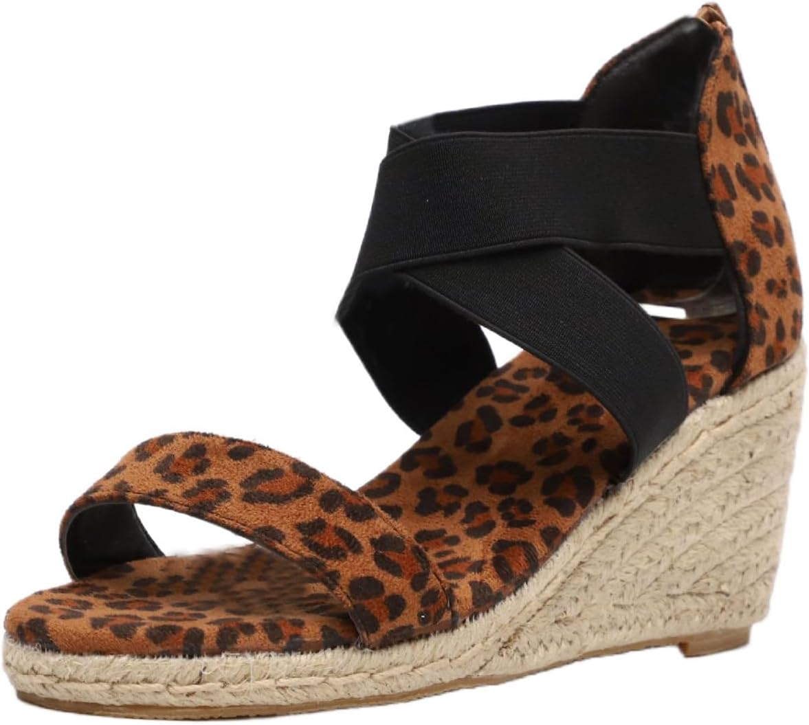 

Женские сандалии на танкетке с перекрестным ремешком на щиколотке, эспадрильи на платформе, летние повседневные и нарядные туфли, пляжные дышащие сандалии на танкетке, удобные для ношения весь день Generic, черный