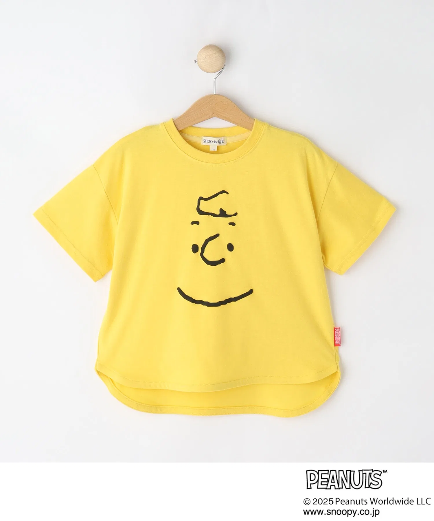 Детская футболка с принтом PEANUTS, круглая горловина, жёлтая