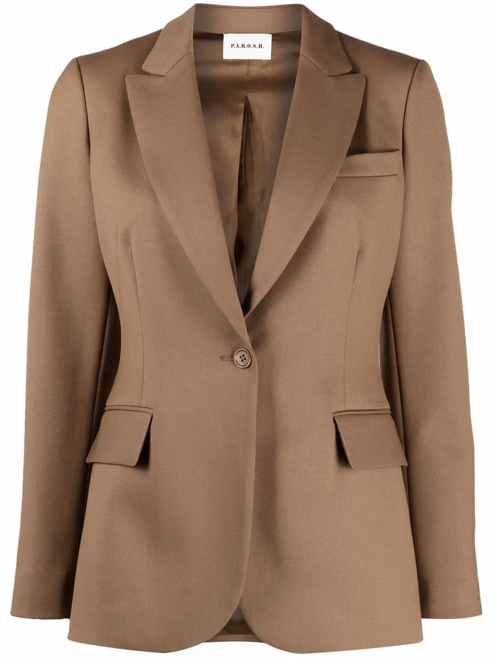 

Однобортный блейзер строгого кроя P.A.R.O.S.H., коричневый