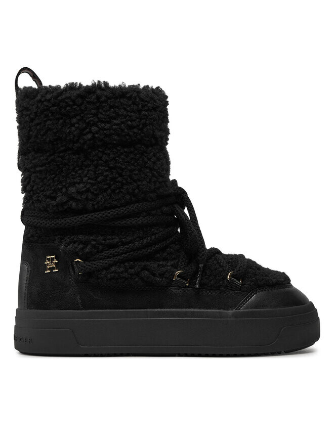 Зимние Ботинки Tommy Hilfiger Lace-Up Faux Shearling Snowboot FW0FW08252, черный