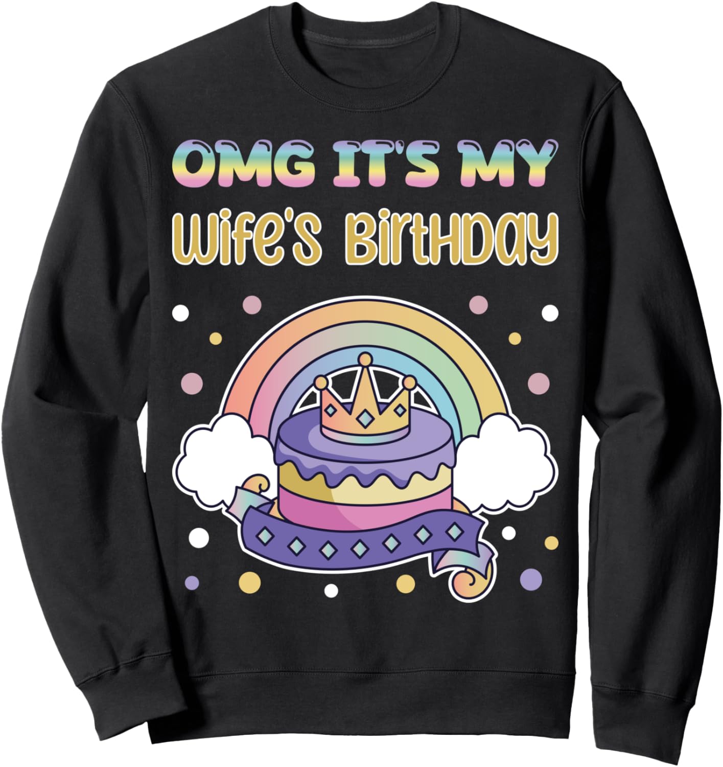 

О боже, у моей жены день рождения! Папа, забавная красочная толстовка с костюмом, черная Family Look Rainbow Kawaii Theme Decorations Gifts