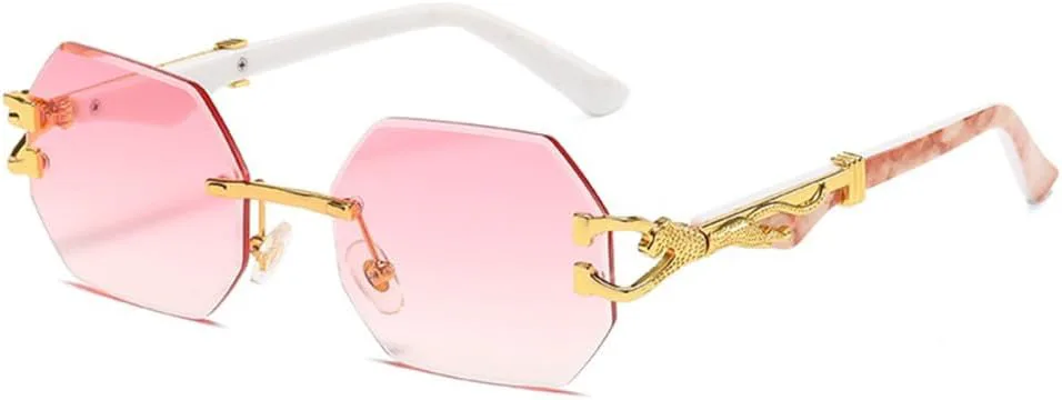 

Солнцезащитные очки без оправы в форме шестиугольника для женщин, в стиле ретро, ​​мужские солнцезащитные очки, очки с защитой от УФ-излучения UV400 generic, Pink