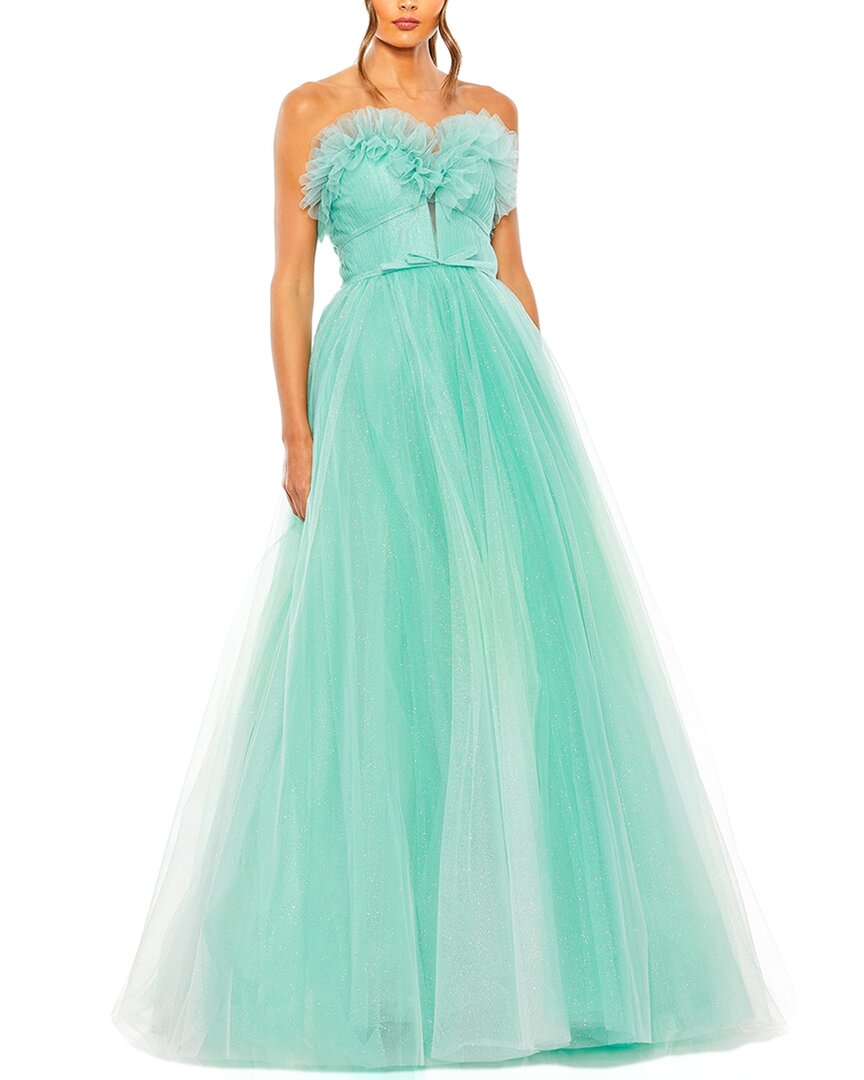 

Mac Duggal Бесплечее платье из блестящей тюли, синий