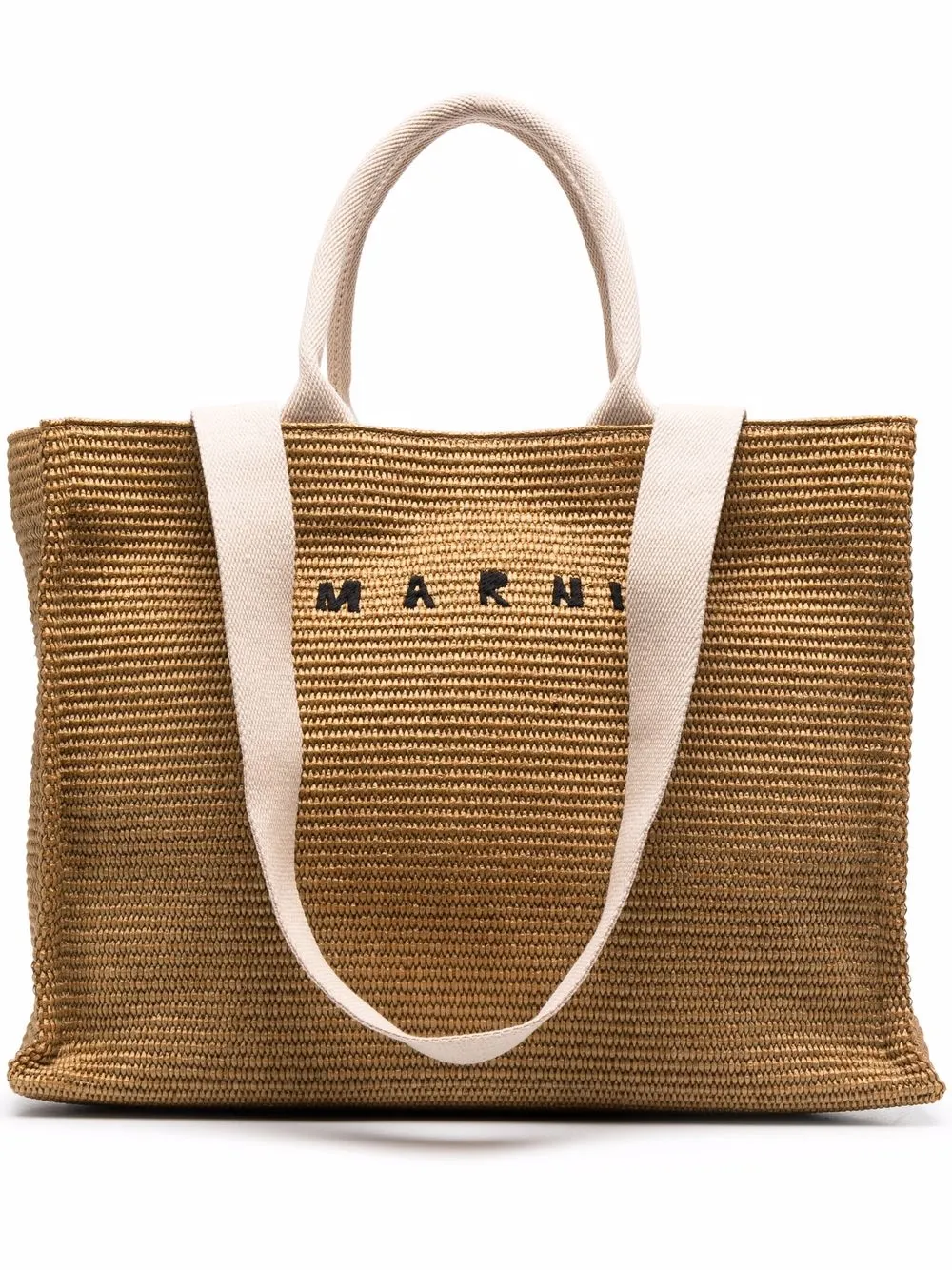 

Плетеная сумка-тоут с логотипом Marni, коричневый