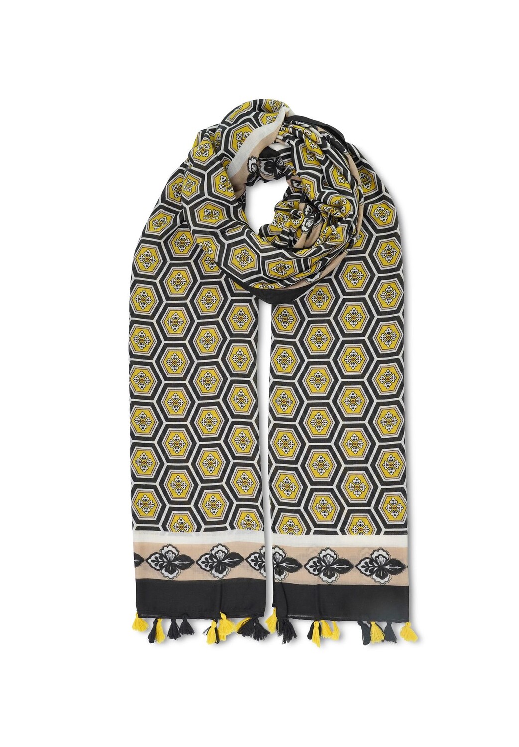 

Шарф из смеси хлопка и вискозы HARPA, цвет Black Yellow One Size