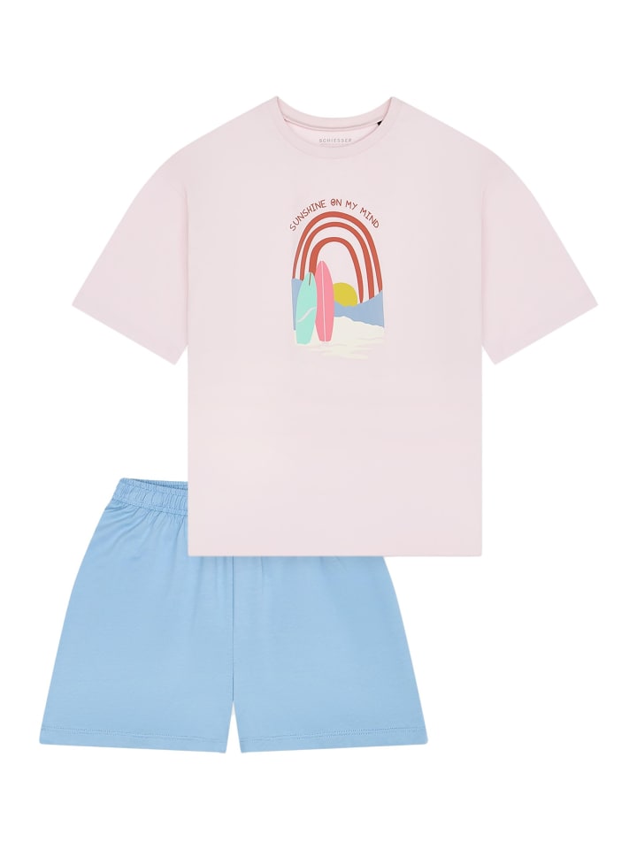 

Schiesser Хлопковая пижама-комбинезон светло-голубого цвета