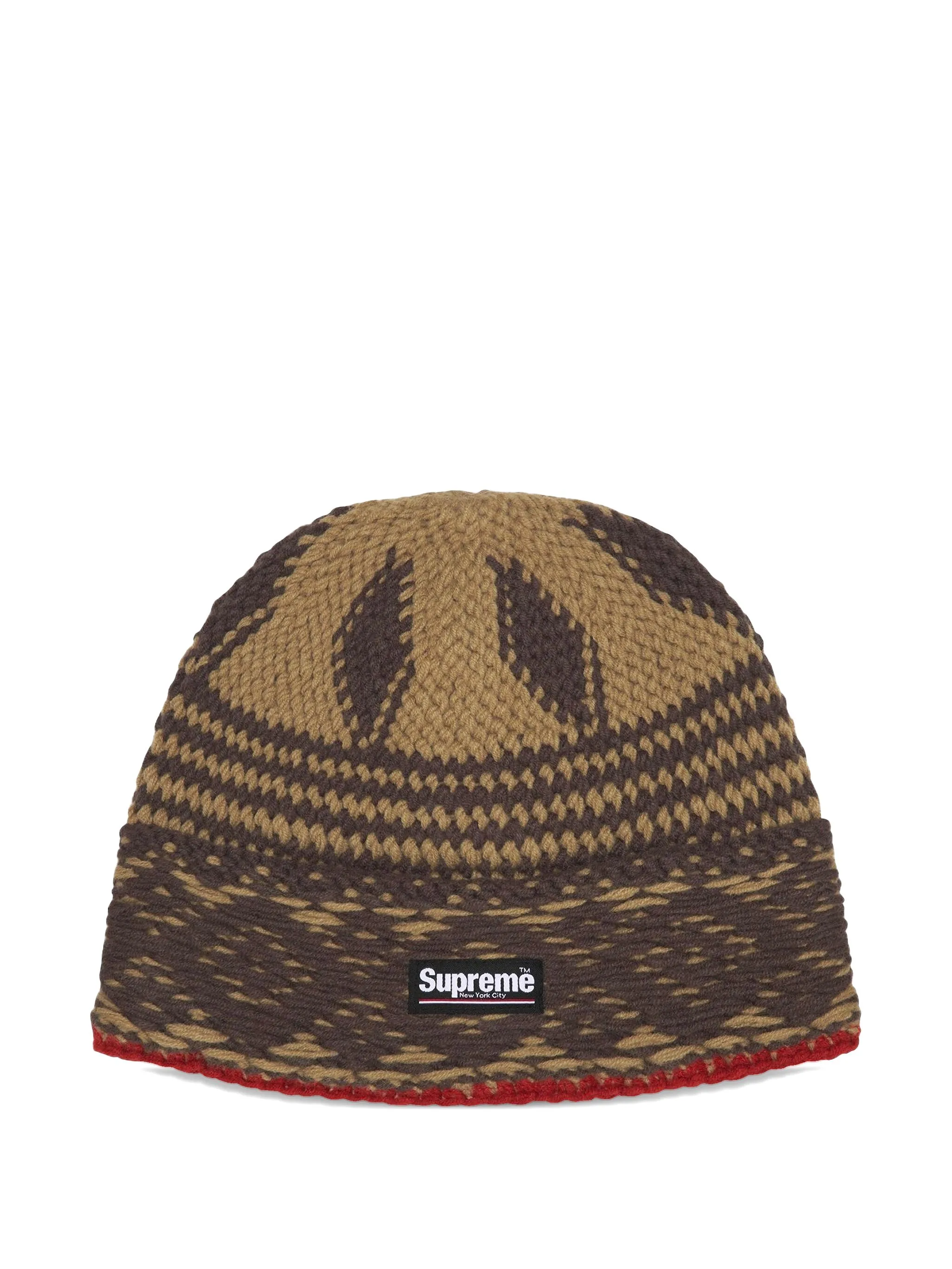 

Шапка бини с нашивкой-логотипом Supreme, коричневый