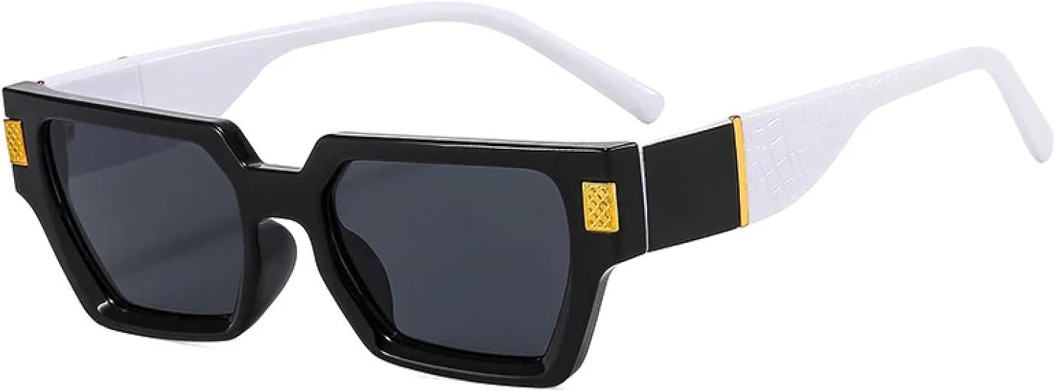 

Винтажные солнцезащитные очки с заклепками для женщин и мужчин, модные, роскошные, для путешествий и вождения, с защитой от УФ-излучения UV400 TKKTLLT, Black White Gray