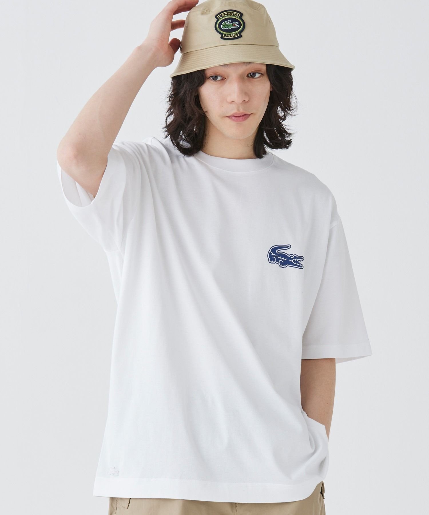 Футболка LACOSTE с увеличенным принтом на спине, White — фото 3