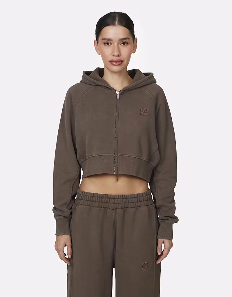 

Укороченная толстовка с капюшоном на молнии коричневого цвета Good For Nothing, Коричневый, Укороченная толстовка с капюшоном на молнии коричневого цвета Good For Nothing