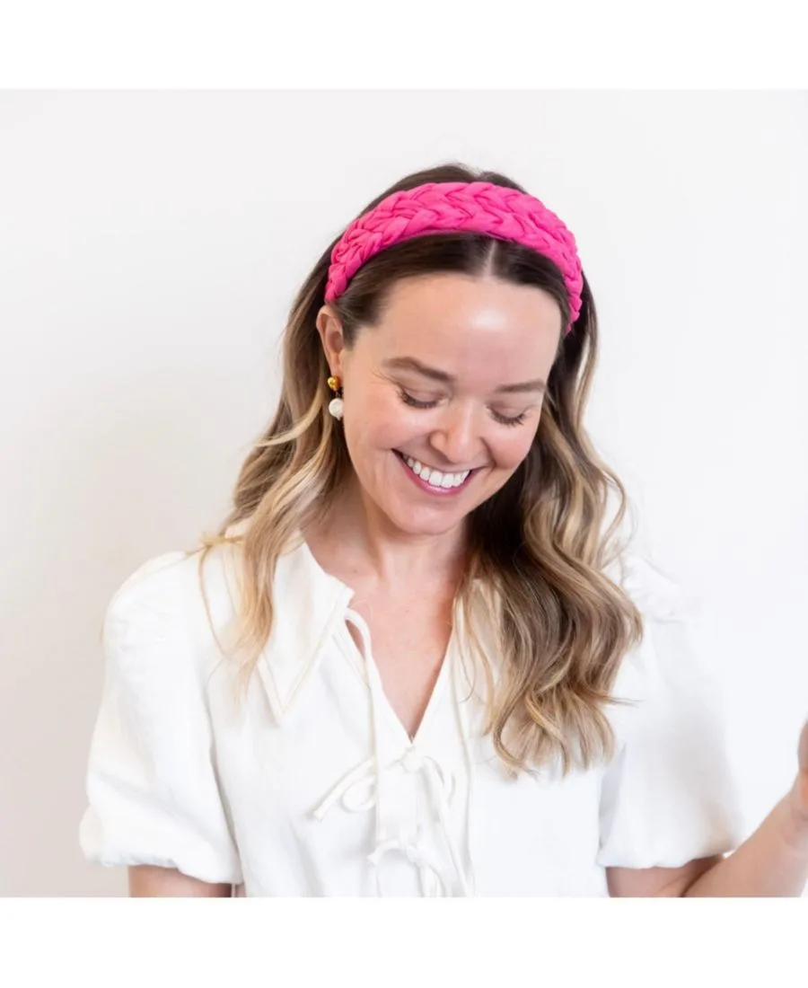 Headbands of Hope Женская повязка на голову с косичками «Blushing Braid Headband» - ярко-розовая — фото 3