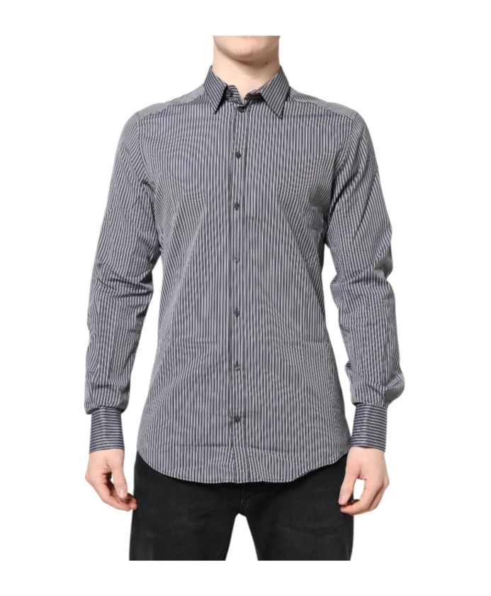 

Классическая рубашка в черно-белую полоску Dolce & Gabbana, черный