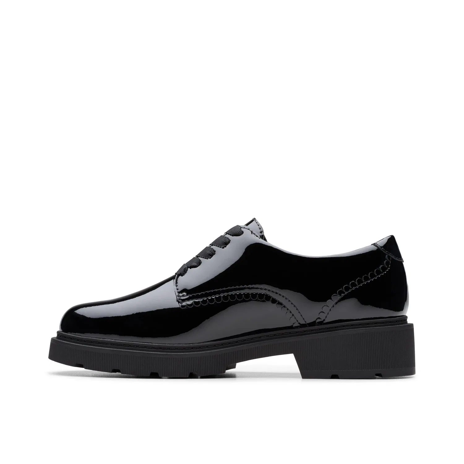 Детские дерби на шнуровке Clarks Eris Pure Youth черный Patent, черный — фото 2