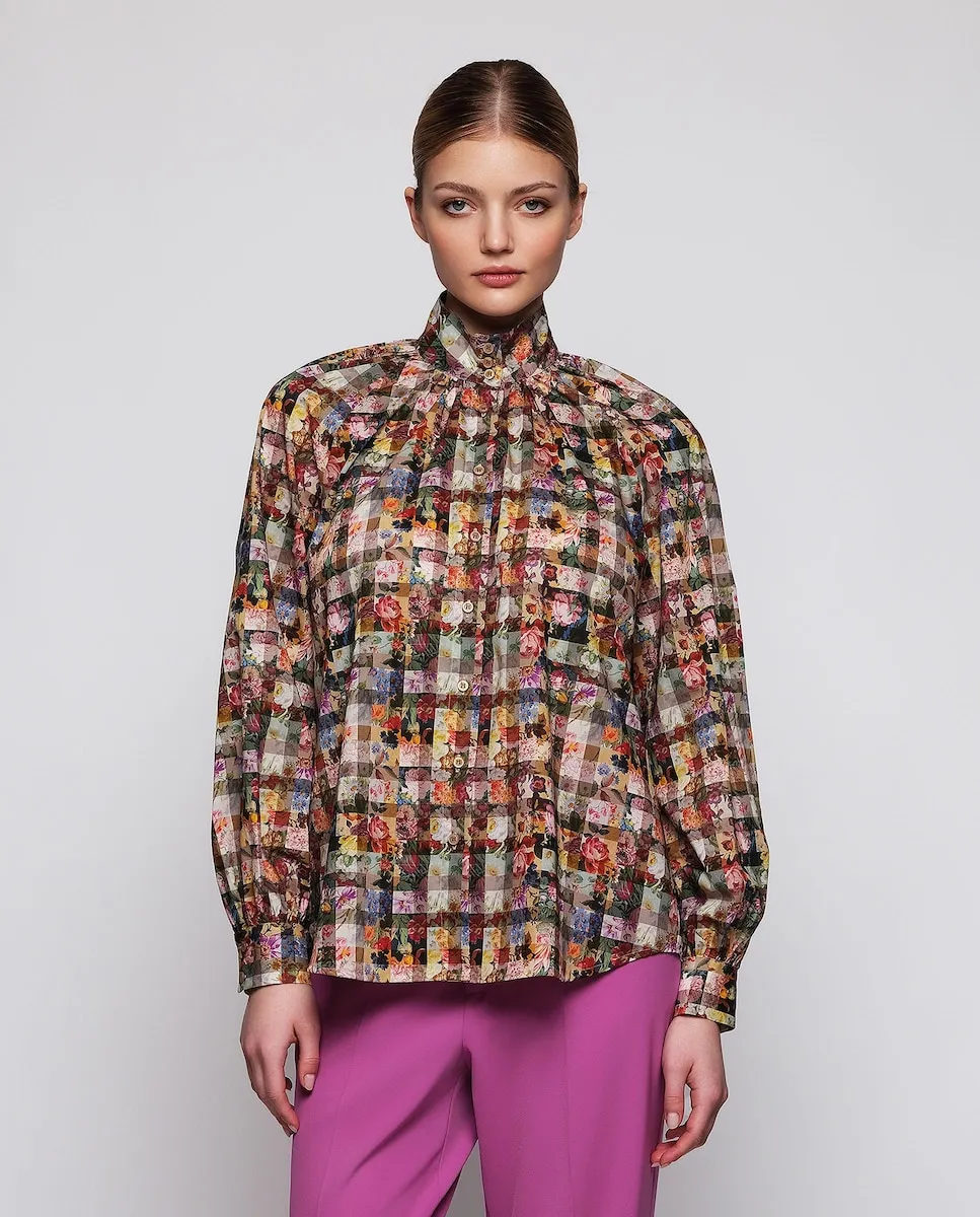 

Женская хлопковая рубашка с цветочным узором Mirto, мультиколор