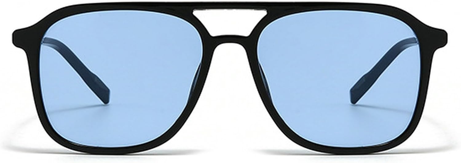 

Ретро-солнцезащитные очки с двойной перемычкой, квадратной формы, женские, с защитой от УФ-излучения UV400, модные мужские солнцезащитные очки с градиентным переходом mincl, Black Blue